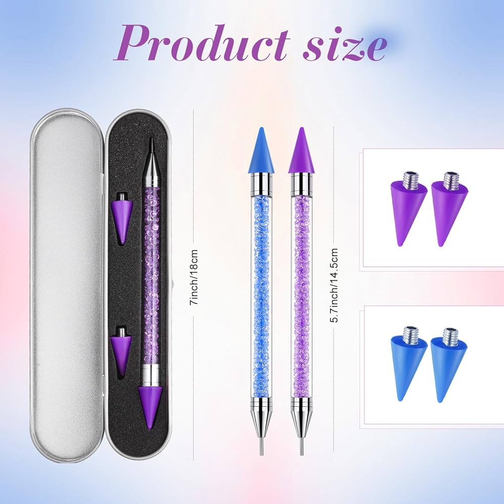Tatuo 2 Pcs Nail Rhinestone Picker Tool Dual Ended Wax Pen Gem Picker Tool Dotting Pen for Nail A... | Amazon (US)
