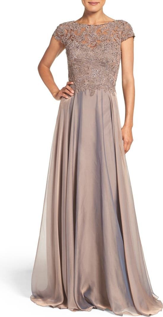 wedding guest dress Lace & Satin A-Line Gown | Nordstrom