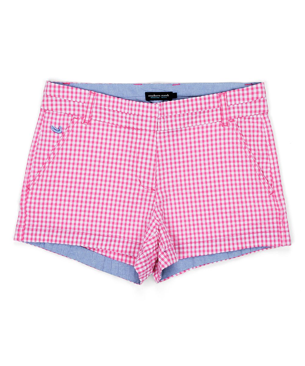 Southern Marsh Women's Casual Shorts Pink - Pink Gingham Brighton Shorts - Women | Zulily
