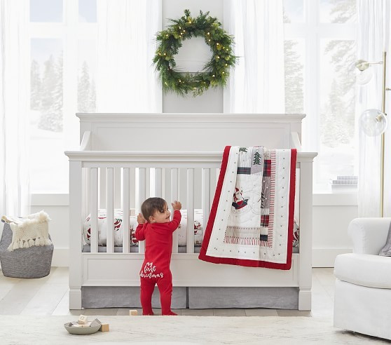 Heritage Santa Flannel Baby Bedding Set | Pottery Barn Kids