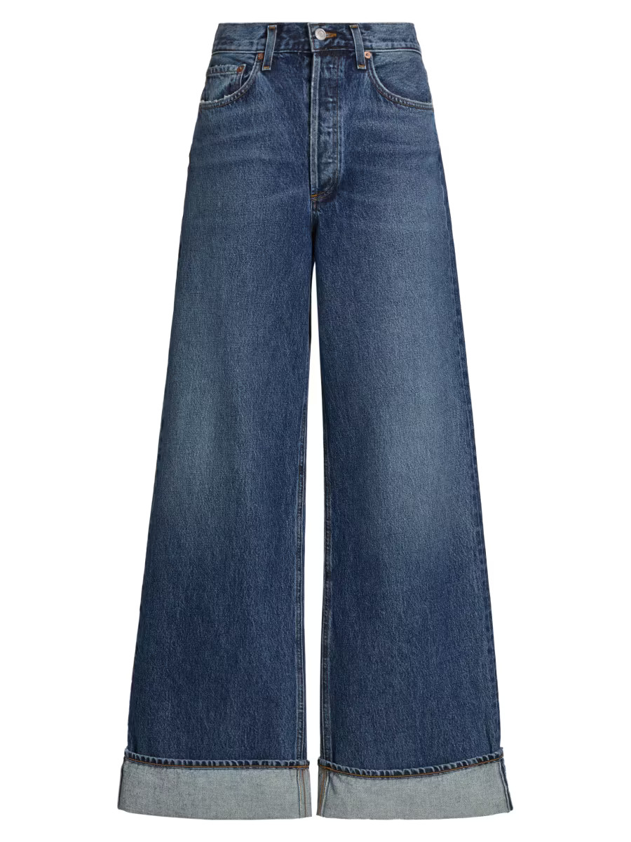 Shop Agolde Dame Wide-Leg Cuffed Jeans | Saks Fifth Avenue | Saks Fifth Avenue
