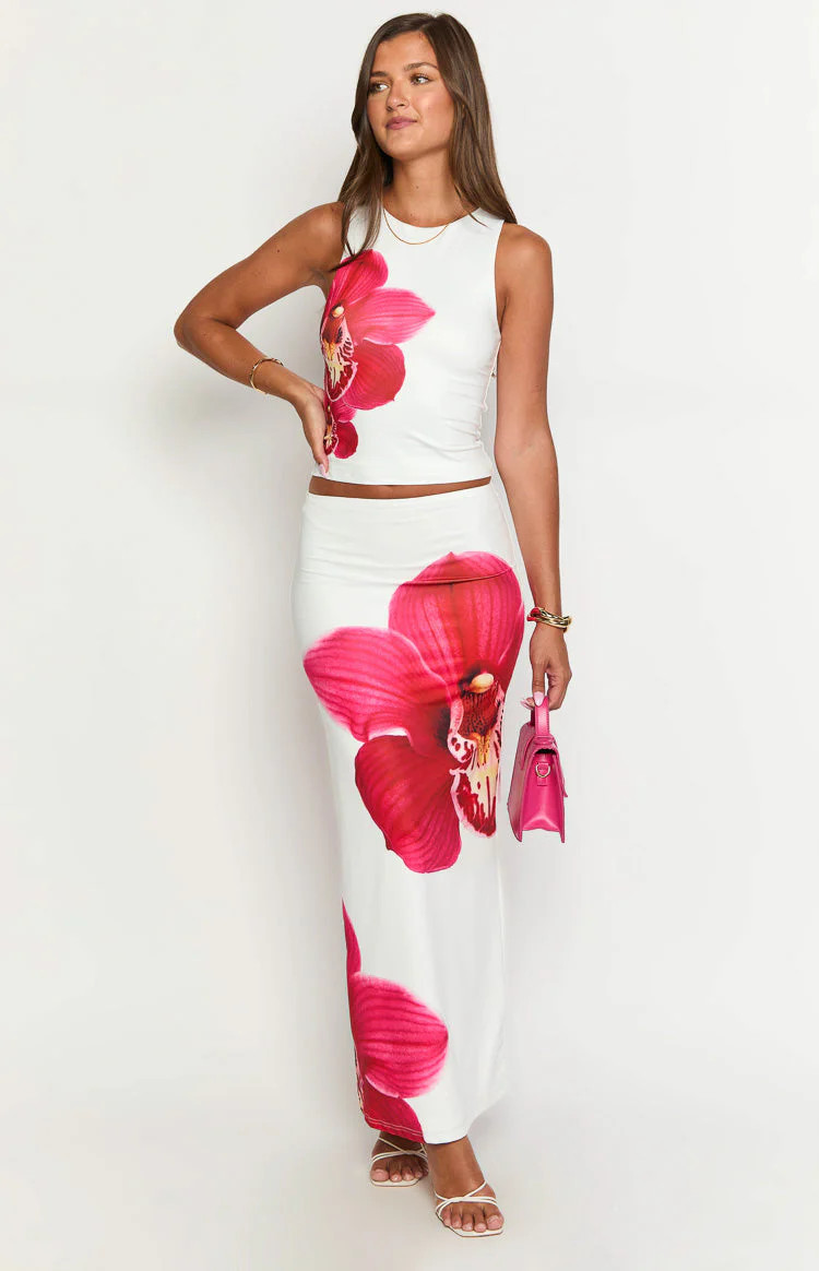 Payge White Orchid Maxi Skirt | Beginning Boutique (US)