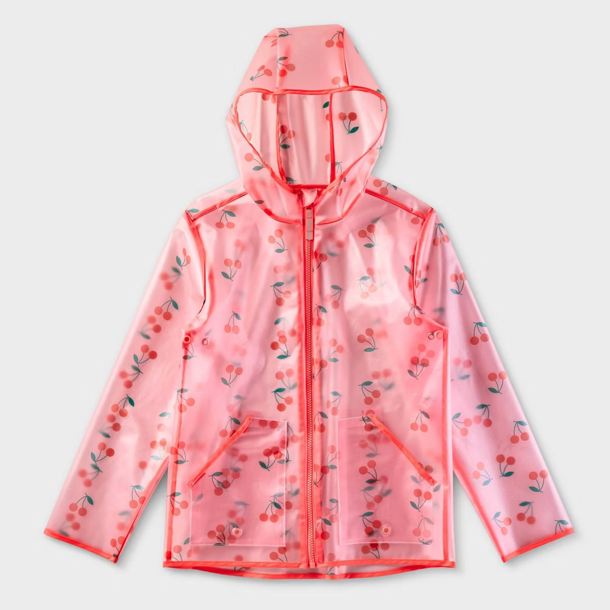 Kids' Cherries Printed Clear Rain Coat - Cat & Jack™ Pink | Target