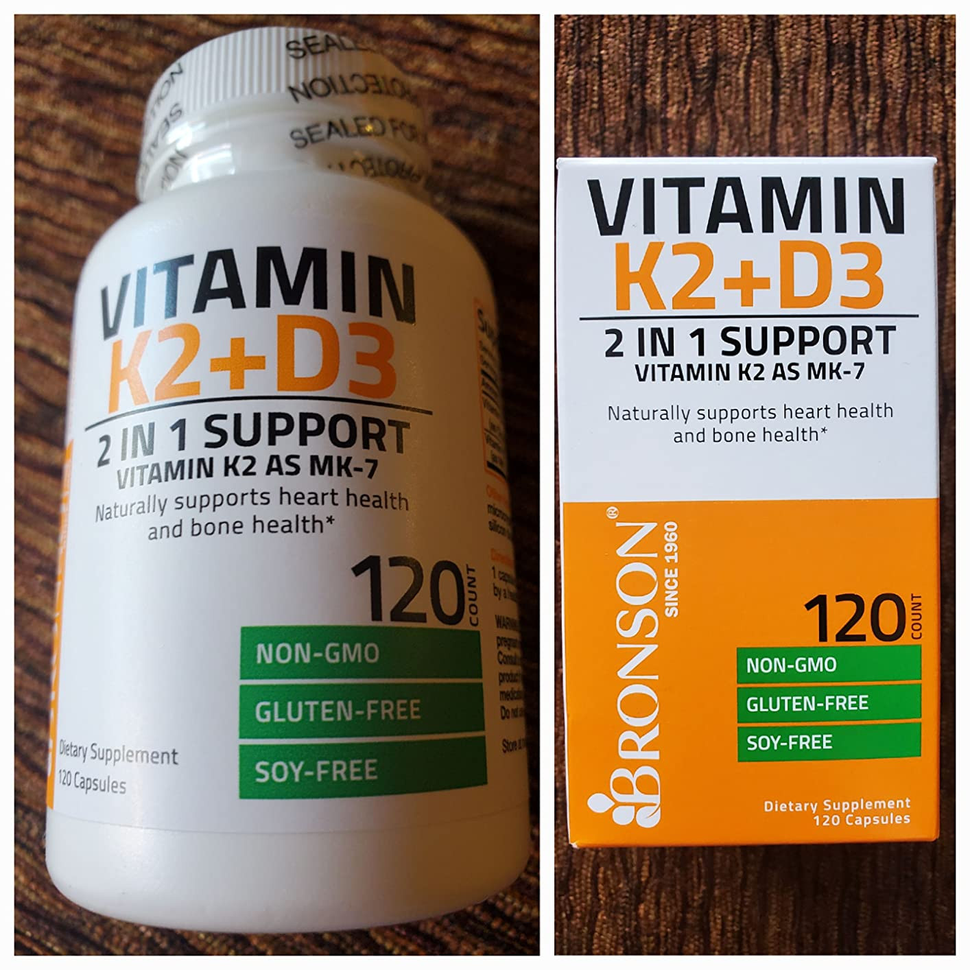 Bronson Vitamin K2 (MK7) with D3 Supplement Bone and Heart Health Non-GMO Formula 5000 IU Vitamin... | Amazon (US)