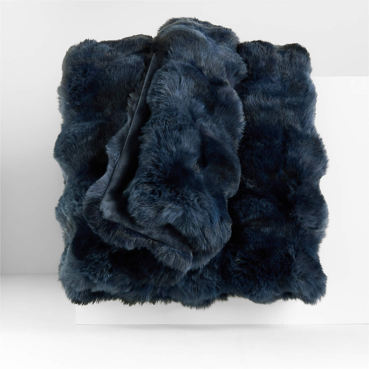 Textured Faux Fur 70"x55" Deep Indigo Throw Blanket + Reviews | Crate & Barrel | Crate & Barrel