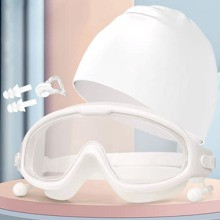 pcs Swimming Equipment Set Of Goggles Swimming Cap Comfortable Silica Gel Earplugs And Nose Clip | SHEIN