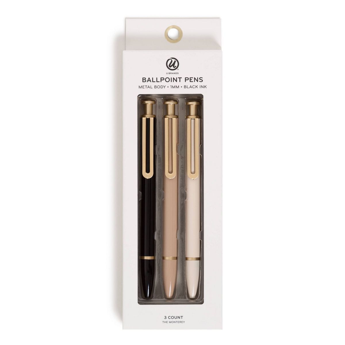 U Brands 3ct Monterey Ballpoint Pens Classic 1.0mm Black Ink | Target