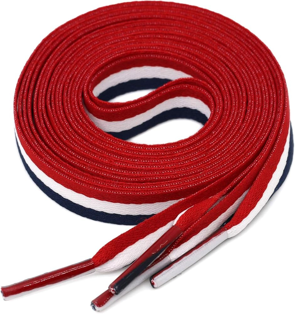 YJRVFINE Colored Flat Shoe Laces: Wide Block Color Shoelaces for Sneakers 1 Pair | Amazon (US)
