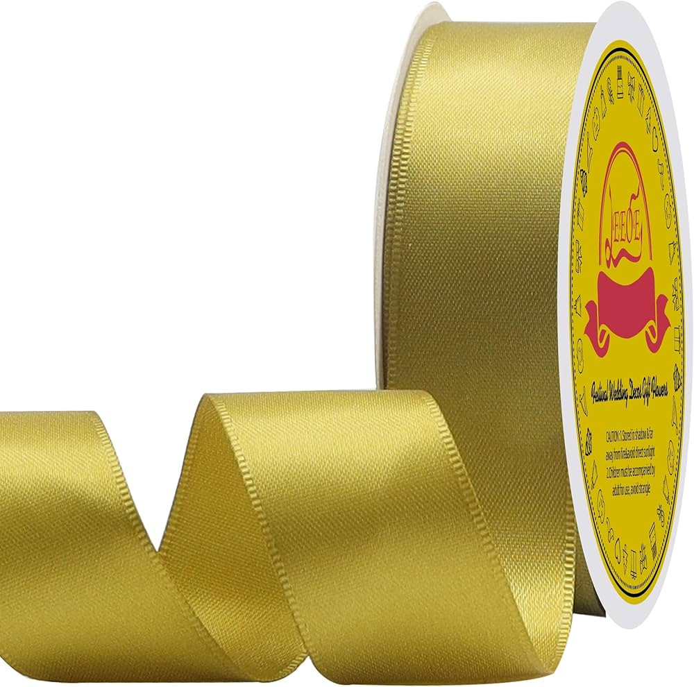 Double Face Golden Olive Satin Ribbon 1 inch X 25 Yards Polyester Golden Ribbon for Gift Wrapping... | Amazon (US)