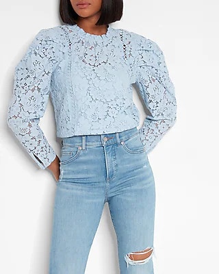 Lace Puff Sleeve Top | Express