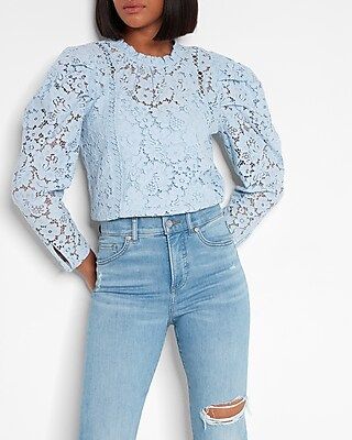 Lace Puff Sleeve Top | Express