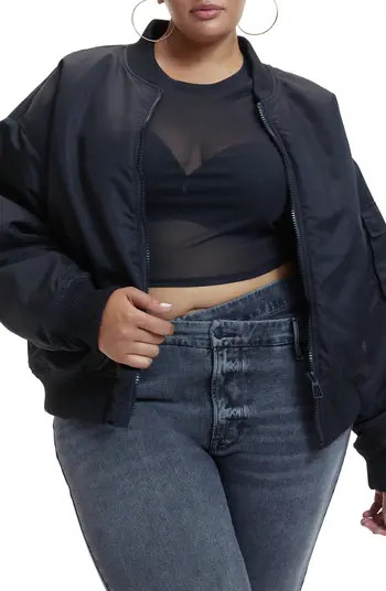 Good American Satin Utility Bomber Jacket | Nordstrom | Nordstrom