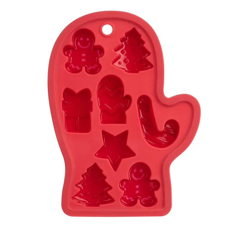 Holiday Time Silicone Ice Tray, Mitten Shape, Red | Walmart (US)
