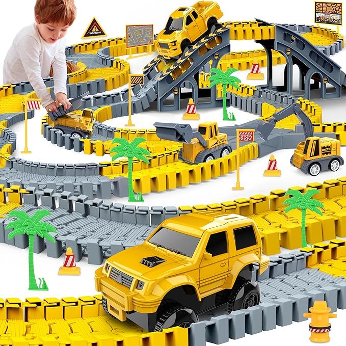 Kids Construction Toys 253 PCS Race Tracks Toy for 3 4 5 6 7 8 Year Old Boys Girls, 5 PCS Truck C... | Amazon (US)