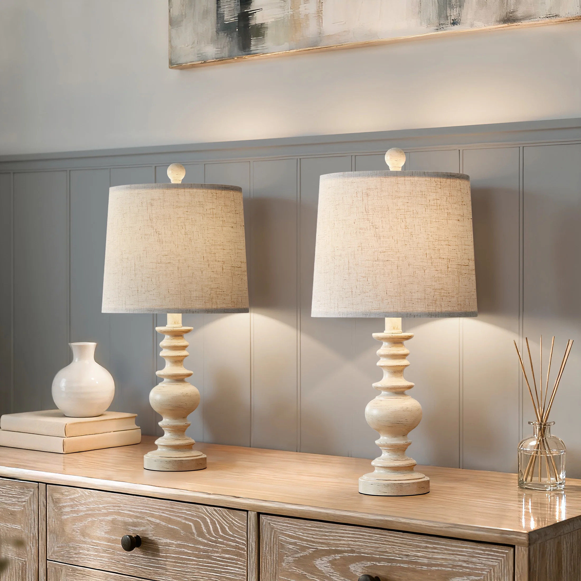 Oneach Resin Table Lamps Set of 2 20.5" Traditional Farmhouse Nightstand Bedside Lamps for Bedroo... | Walmart (US)