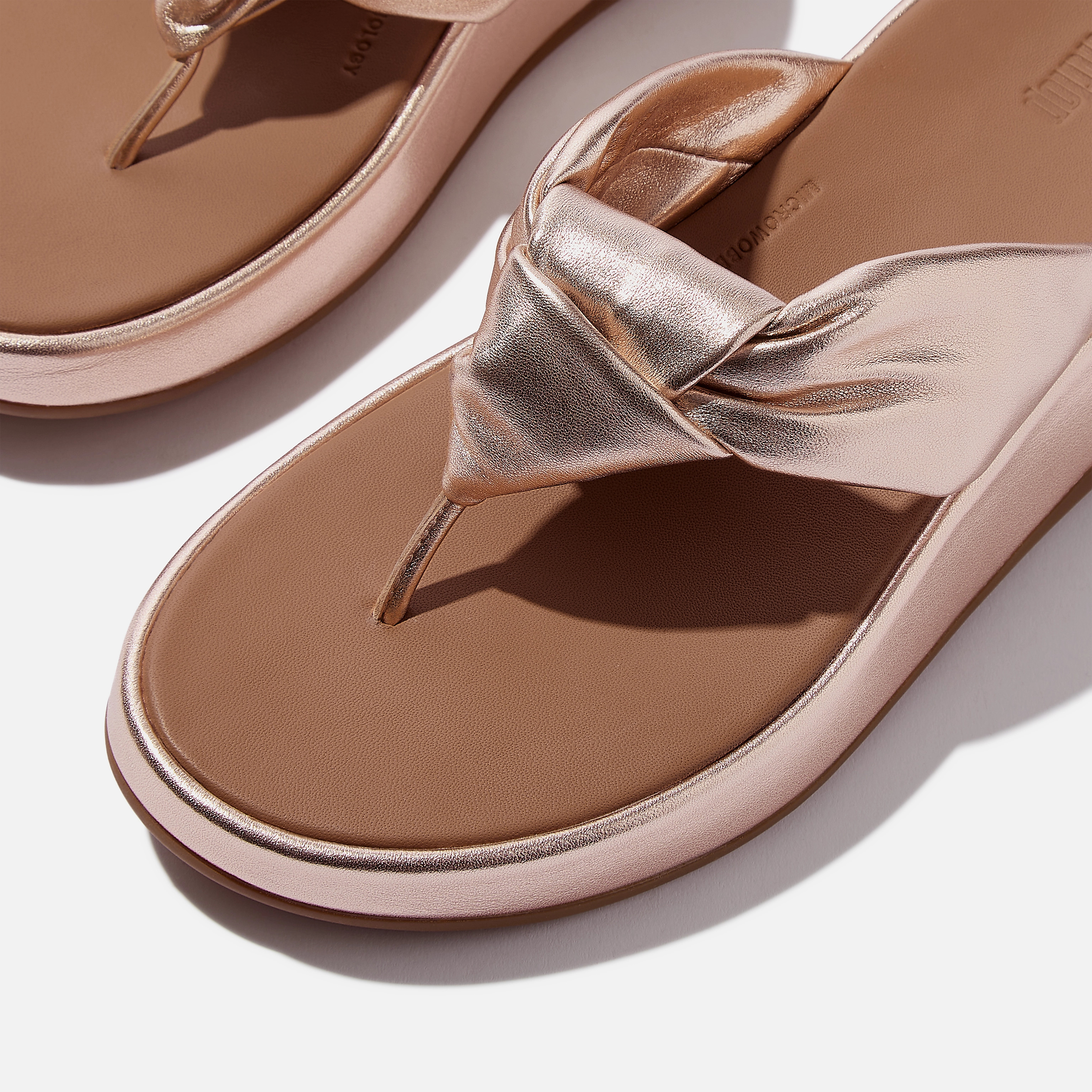 F-MODE Knot Soft-Leather Flatform Toe-Post Sandals | FitFlop (US)