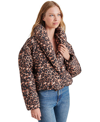 Steve Madden Women's Evy Leopard-Print Puffer Jacket - Macy's | Macy's