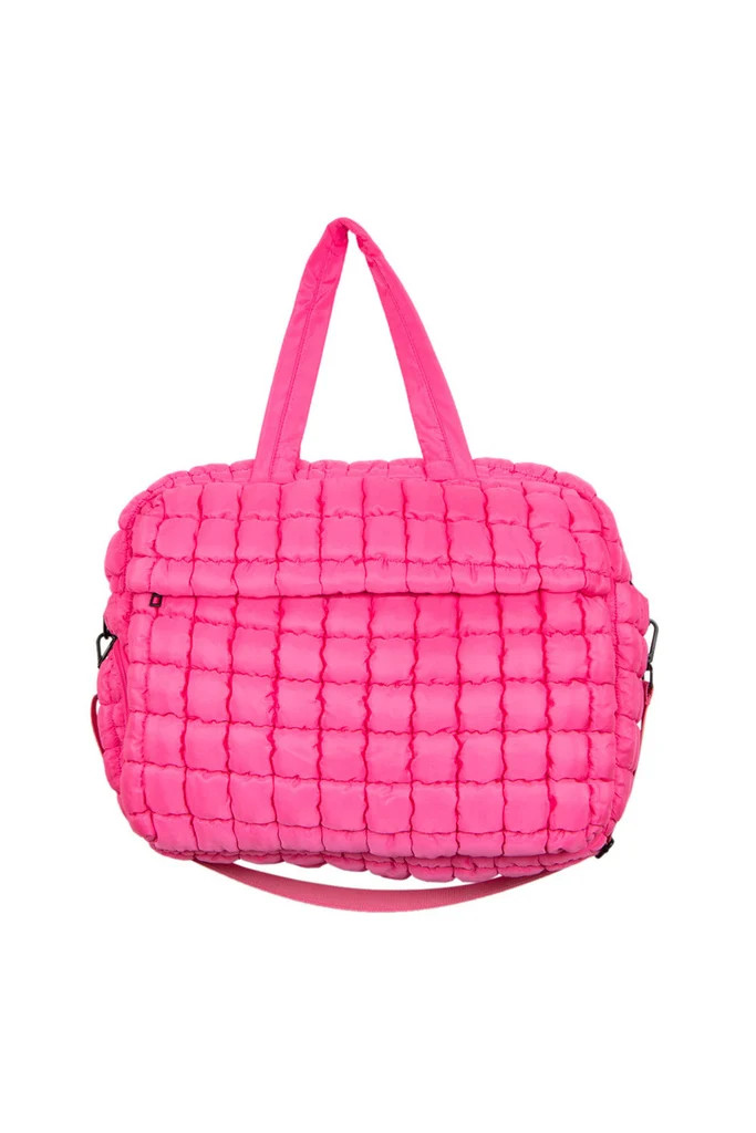 Hot Pink Quilted Duffel Weekender Bag w/ Pass-Thru Slip | Katydid.com