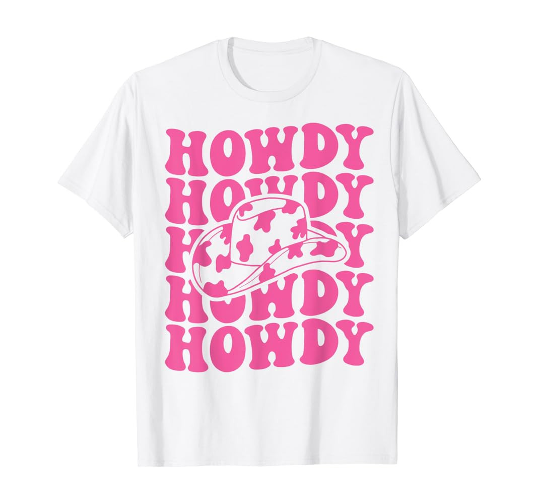 Rodeo White Howdy Western Retro Cowboy Hat Southern Cowgirl T-Shirt | Amazon (US)