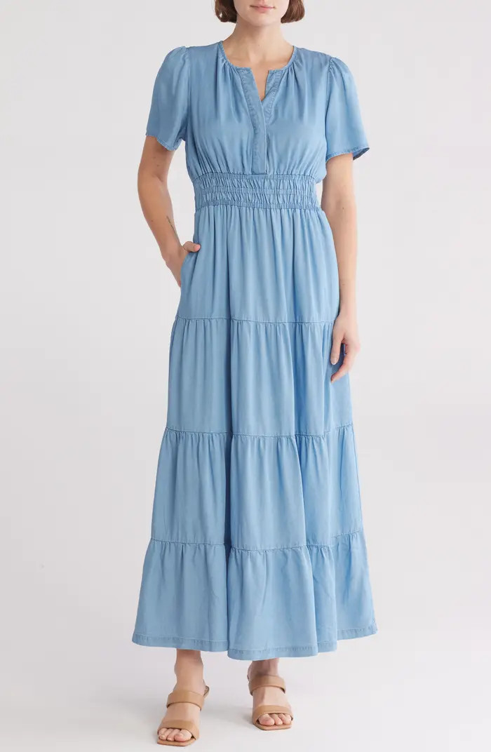 Rio Lyocell Short Sleeve Tiered Maxi Dress | Nordstrom Rack