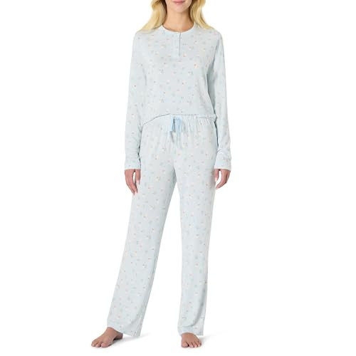 Amazon Essentials x Sofia Grainge Women's Long Sleeve Henley Pajama Set, Light Blue Geese, X-Small | Amazon (US)