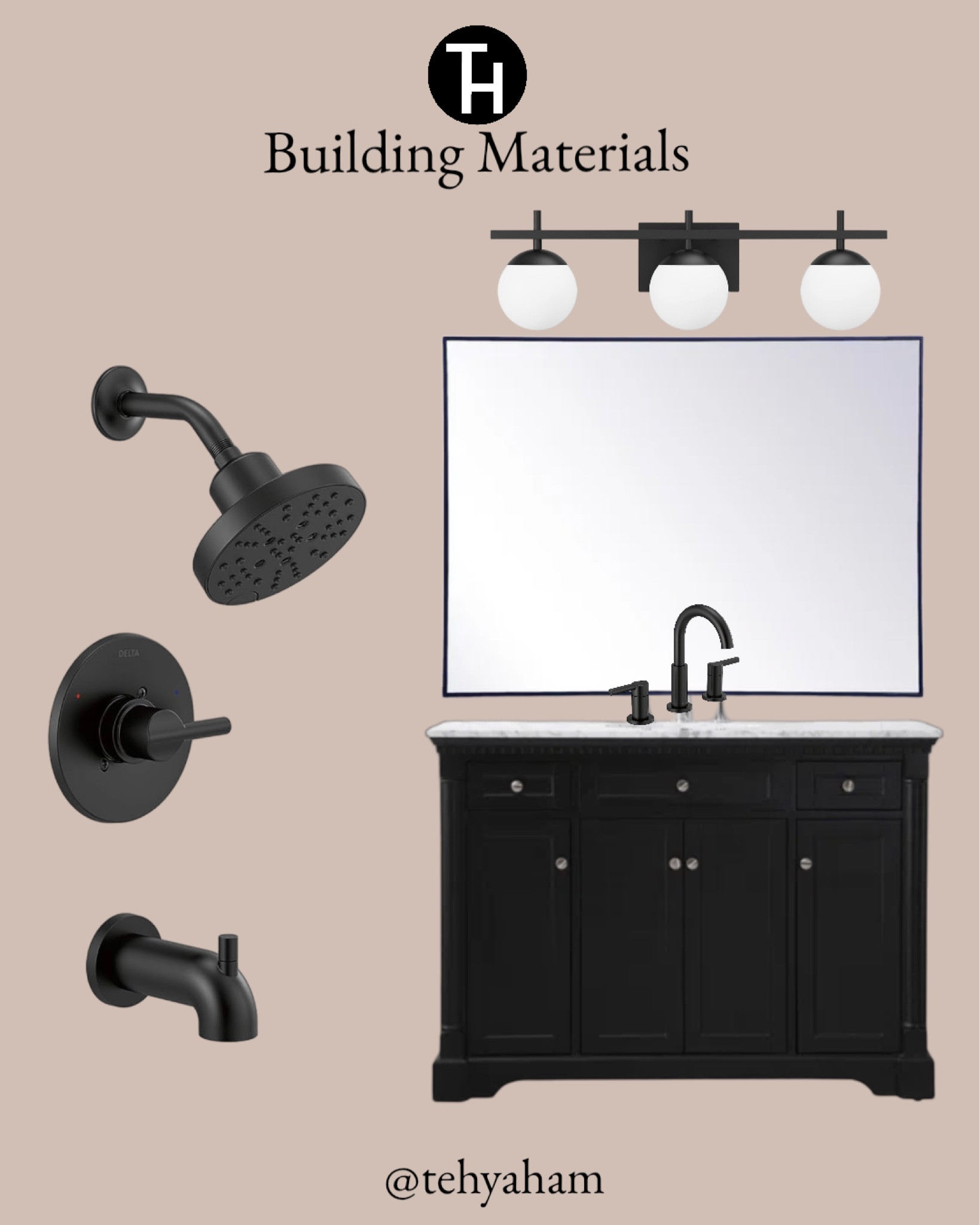 Bathroom Setup with Vanity, Mirror, light and fixtures 

#LTKsalealert #LTKFind #LTKhome