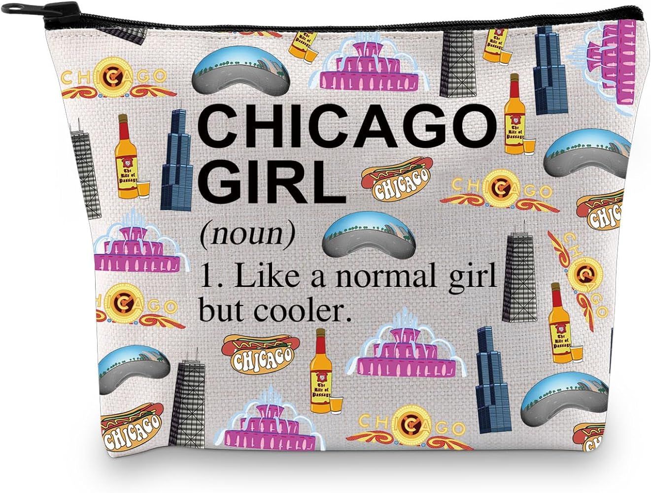 XYANFA Chicago Girl Makeup Bag Chicago Souvenirs Gift Chicago Travel Bag Chicago Lover Gifts Chic... | Amazon (US)