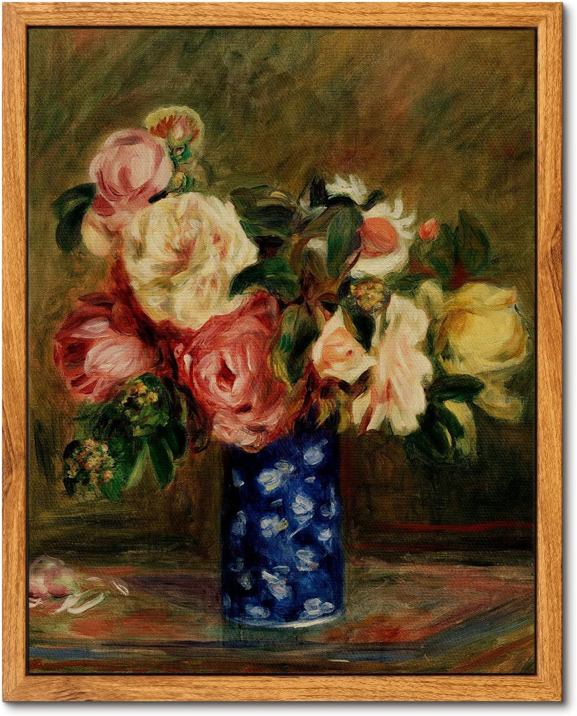 ARPEOTCY Framed Canvas Print Wall Art, Vintage Rose Flower Wall Art Home Decor, Floral Oil Painti... | Amazon (US)