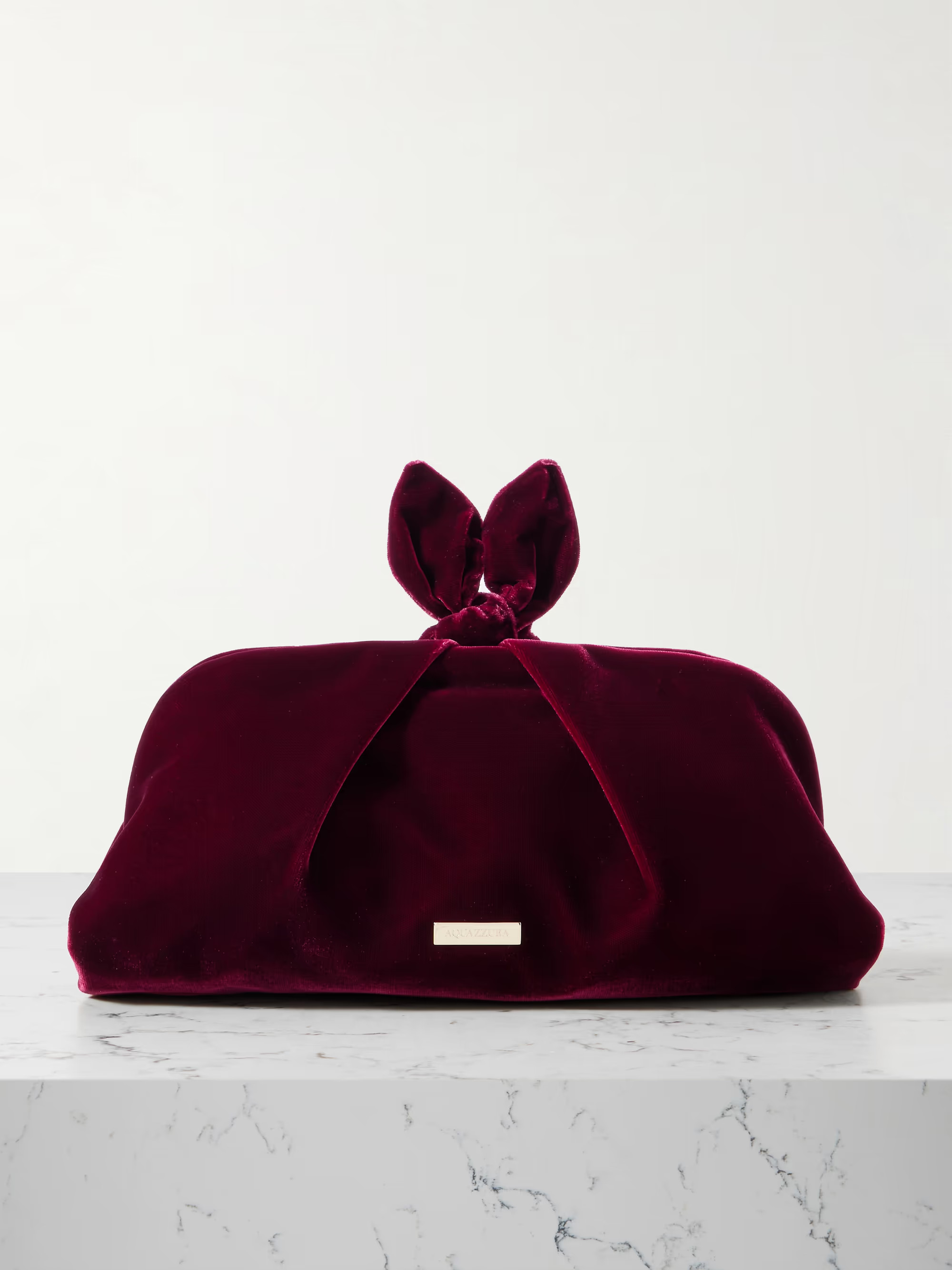 Bow Tie pleated velvet clutch | NET-A-PORTER (US)