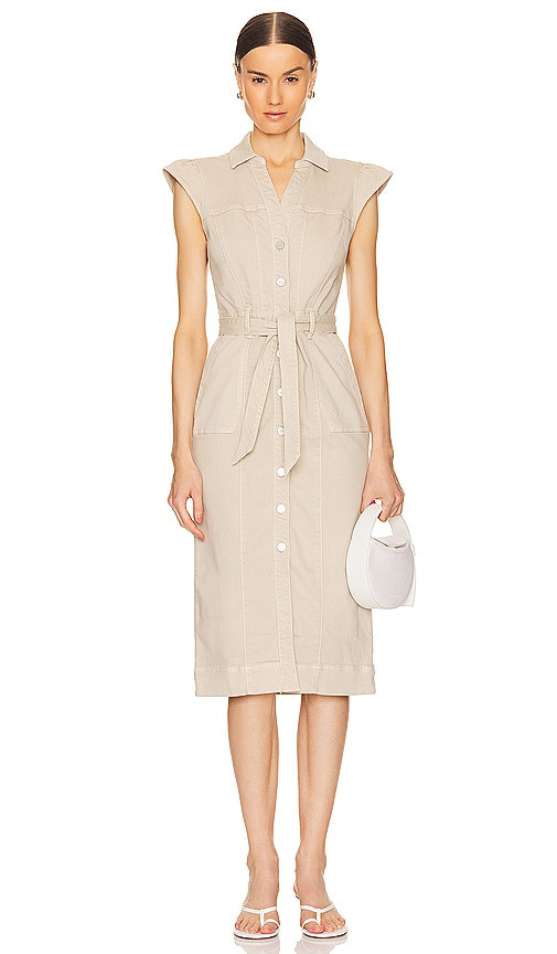 PAIGE Jaxsyn Midi Dress in Beige. - size 12 | Revolve Clothing (Global)