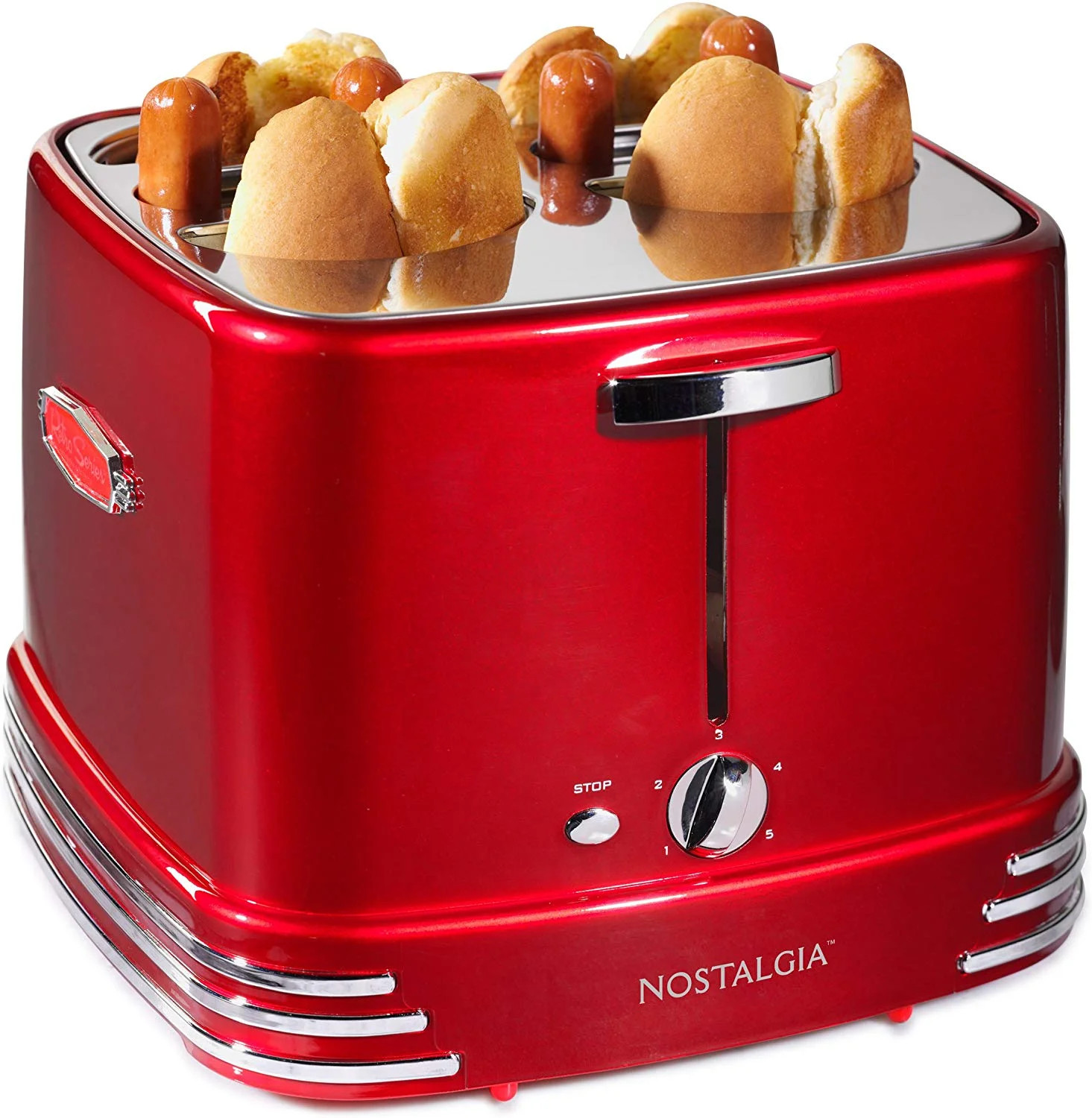 Nostalgia 4 Link and 4 Bun Capacity Retro Pop-Up Hot Dog Toaster | Walmart (US)