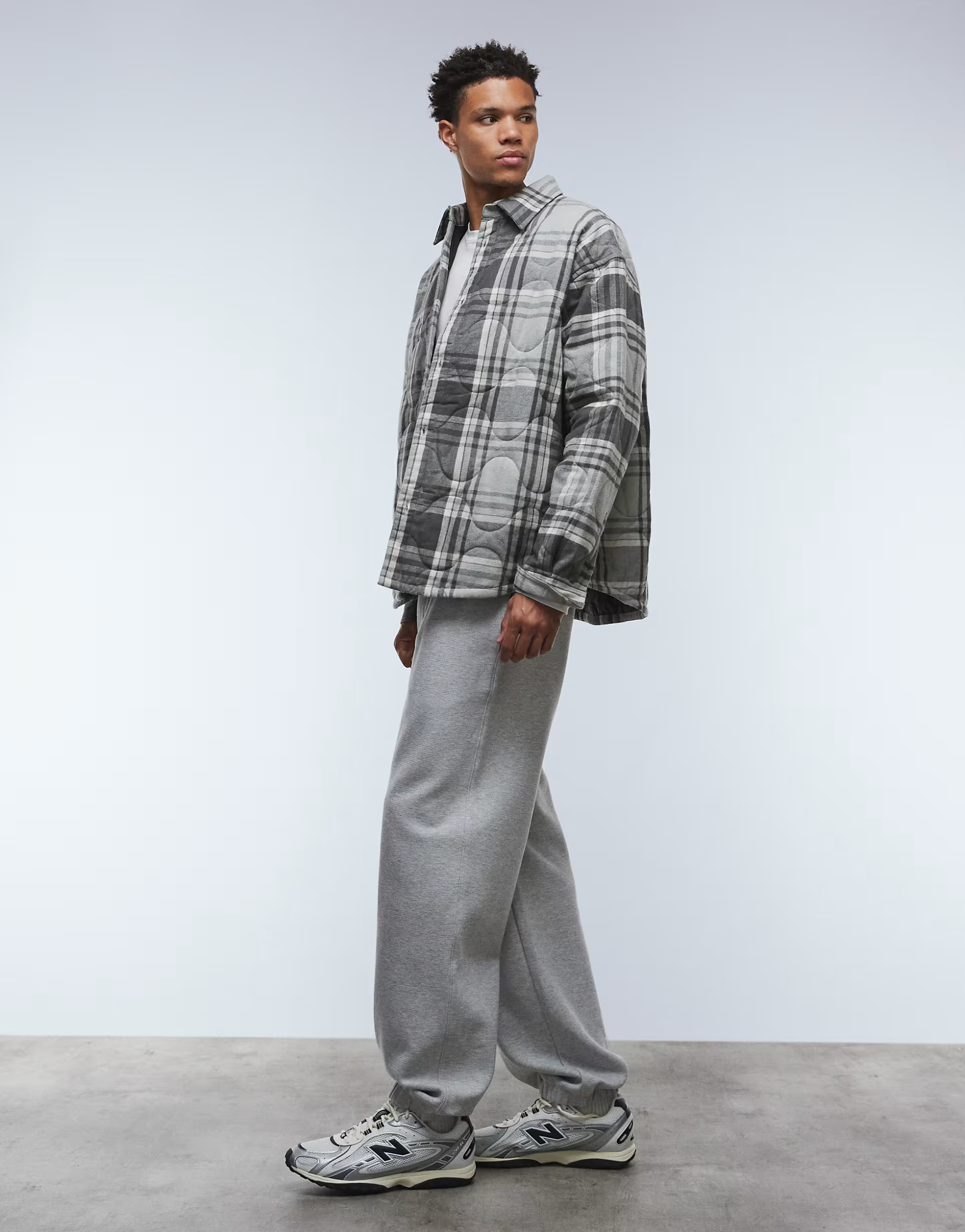 Weekday quilted overshirt in gray plaid | ASOS (Global)