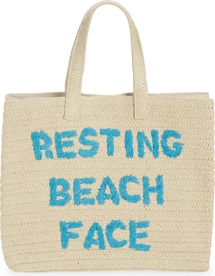btb Los Angeles Resting Beach Face Straw Tote | Nordstrom | Nordstrom