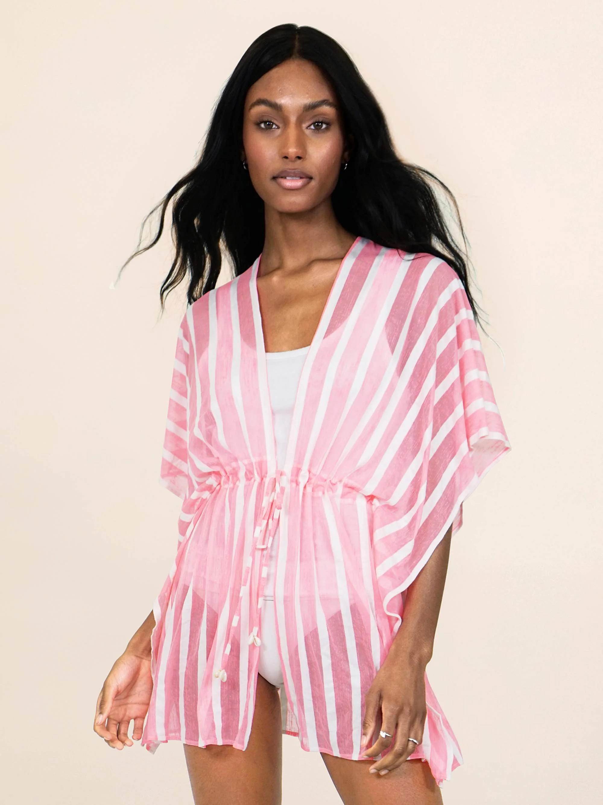 Scoop Women's Stripe Kimono Cardigan with Tie Front - Walmart.com | Walmart (US)