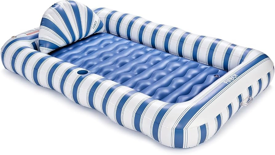FUNBOY Tanning Pool Lounger Float Denim Blue, XL 72'' x 48'' Pool Float with Custom Pillow and La... | Amazon (US)