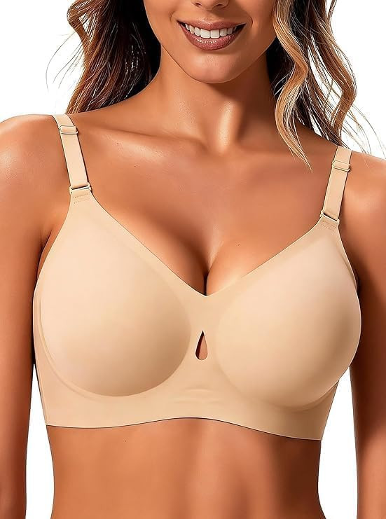 COOL CUTE Jelly Wireless Bras for Women Sexy Comfortable Bra Bralettes V Neck Multicolor Black Wh... | Amazon (US)