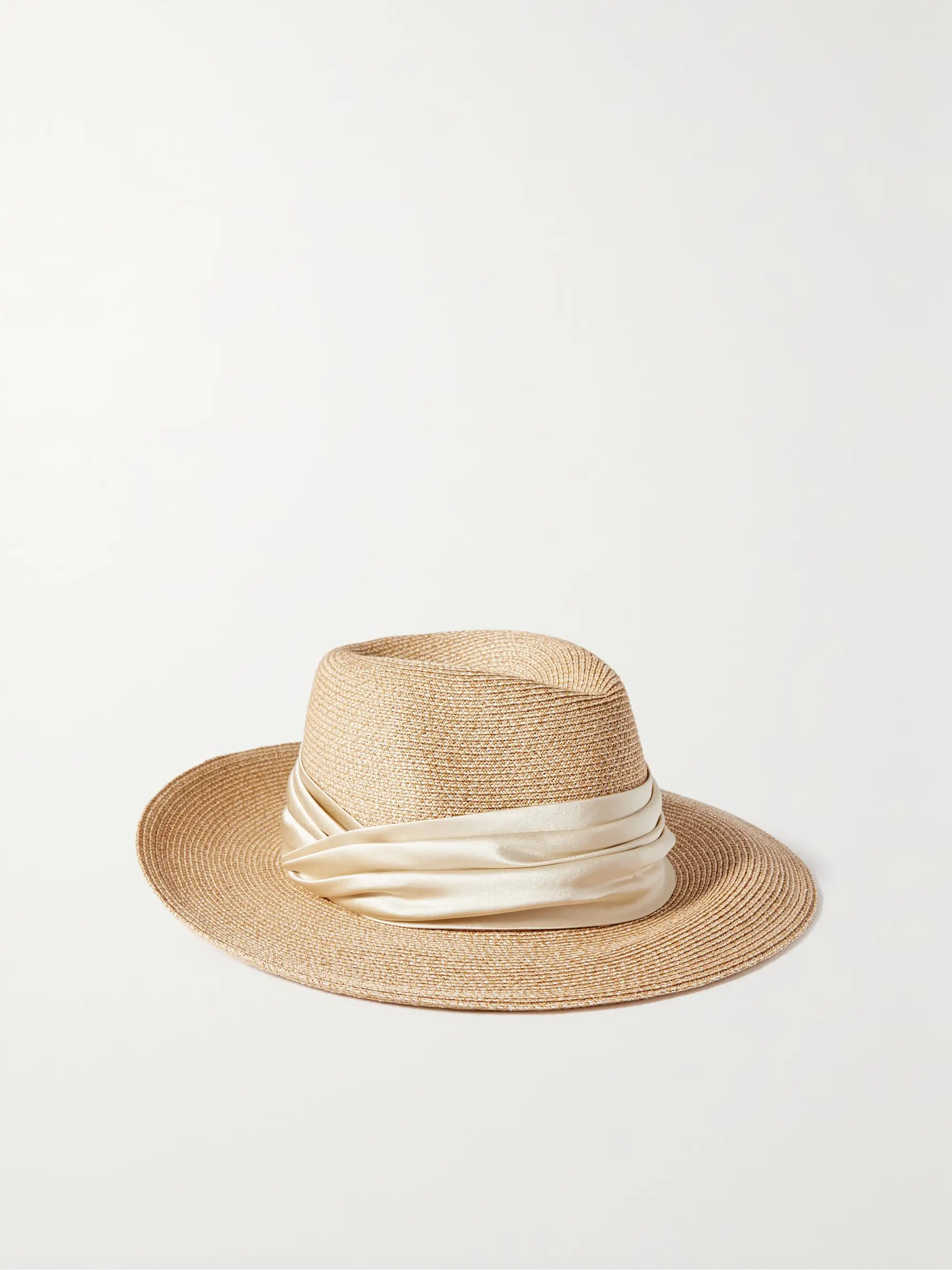 Courtney satin-trimmed straw-effect fedora | NET-A-PORTER (UK & EU)