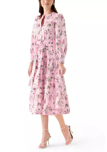 Women's Long Sleeve Scallop Trim Shirt Dress | Belk