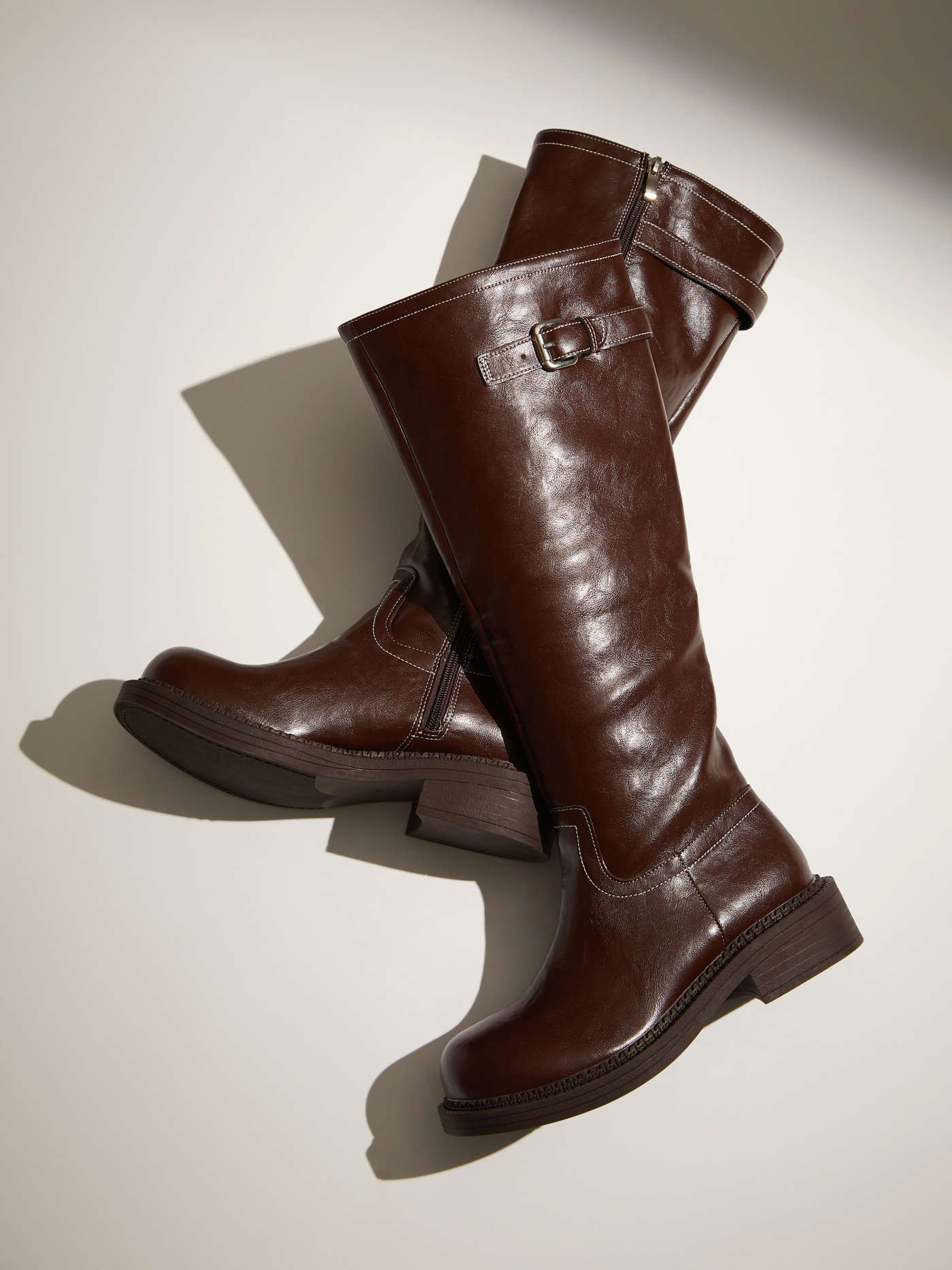 BUCKLE CHUNKY HEELED KNEE HIGH BOOTS For Date Music Festival/Live House Outdoor | Cider