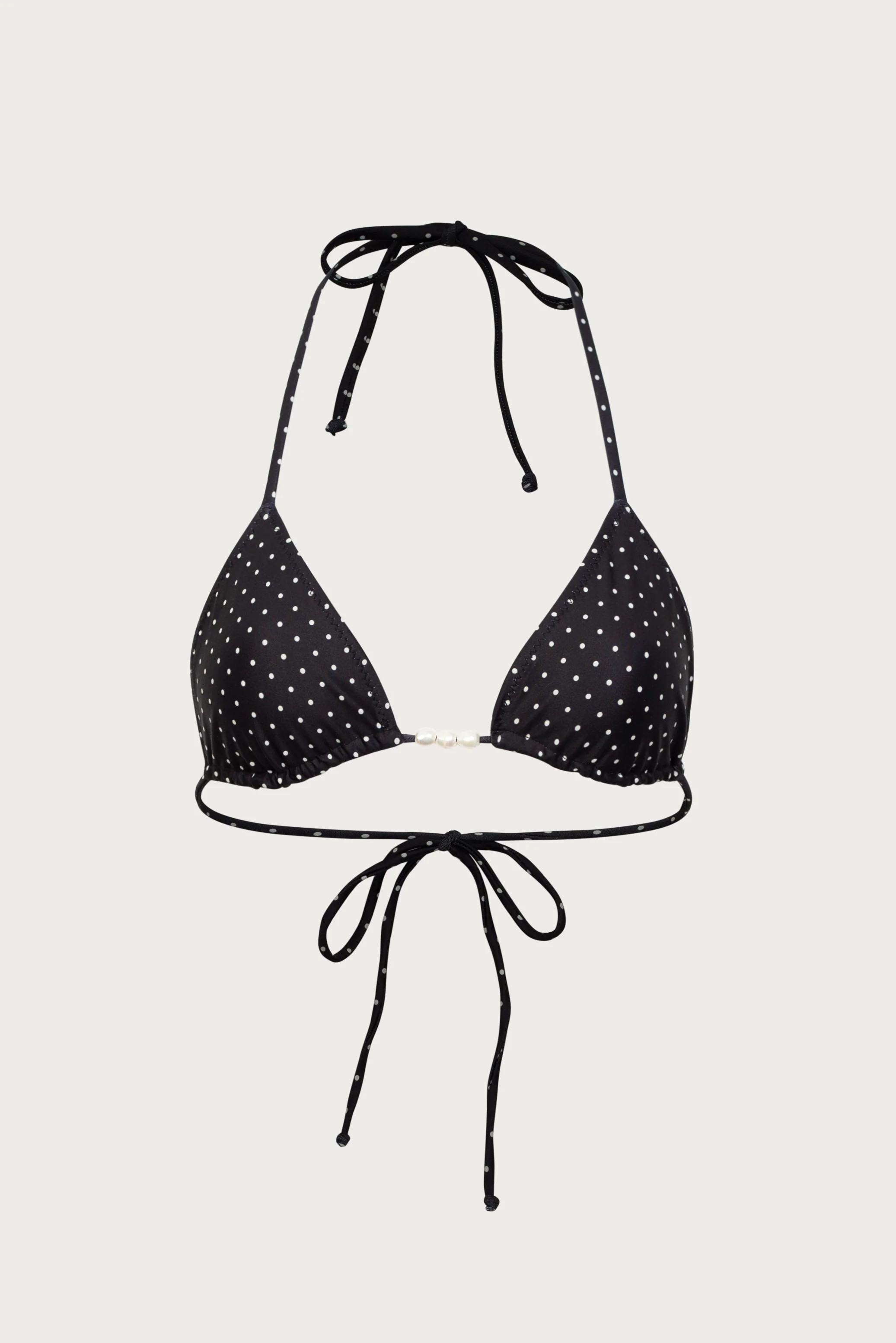 Beaded Triangle Top (Black Cream Polka Dot) | SAME
