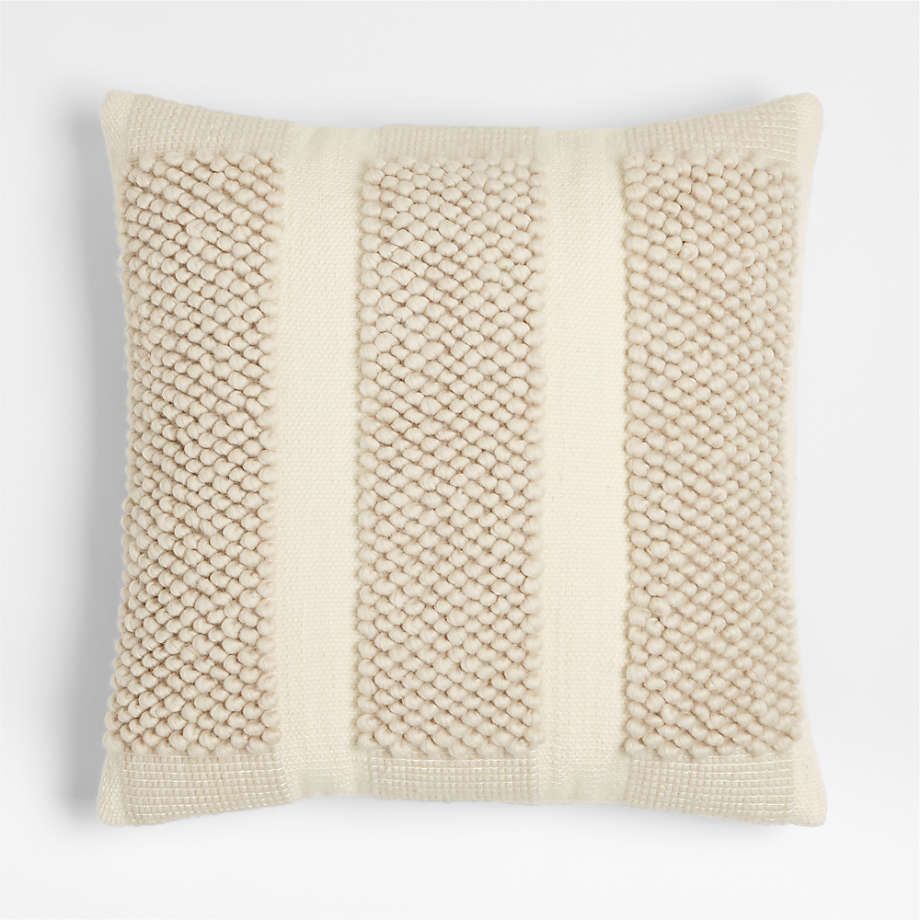 Bubble Handwoven Wool 23"x23" Striped Taupe Throw Pillow Cover + Reviews | Crate & Barrel | Crate & Barrel