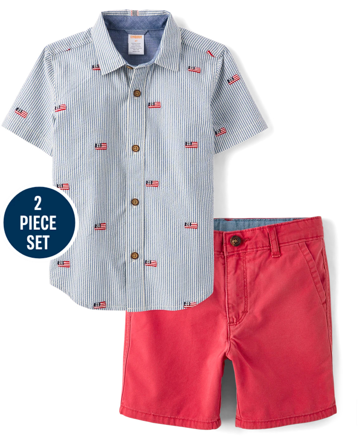 Boys Short Sleeve Embroidered Flag 2-Piece Outfit Set - Nantucket Charm - MULTI | Gymboree | Gymboree
