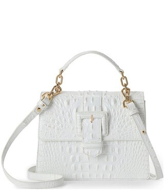 BRAHMIN Melbourne Sea Salt White Hallie Buckled Satchel Bag | Dillard's | Dillard's