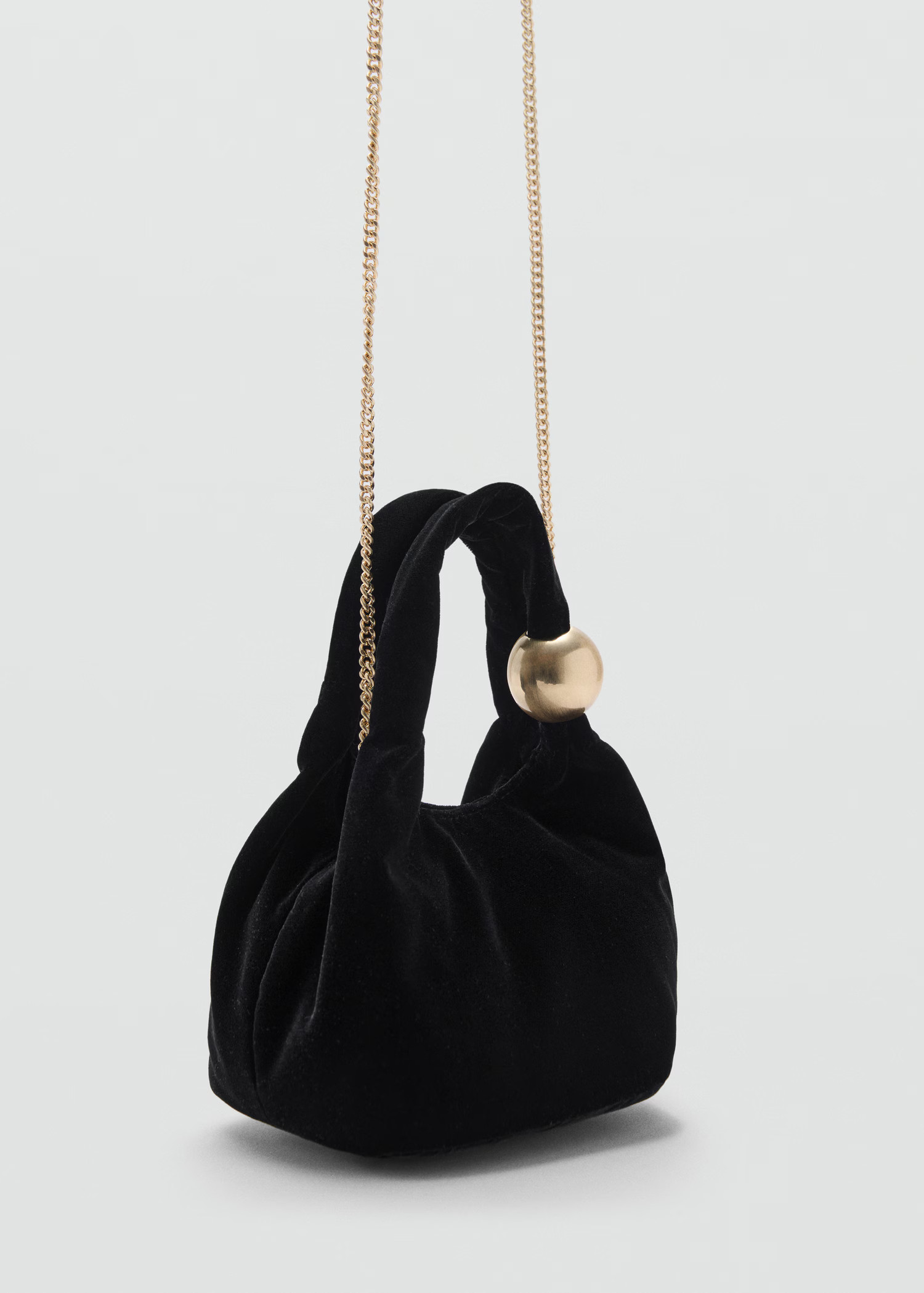 Velvet bag with ball detail - Women | MANGO United Kingdom | MANGO (UK)