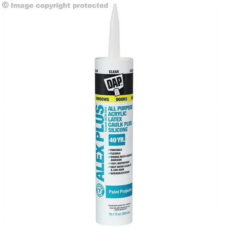 DAP Alex Plus All Purpose, Acrylic Latex Caulk Plus Silicone, Clear, 10.1 oz | Walmart (US)