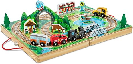 Melissa & Doug Take-Along Railroad Tabletop Playset with Wooden Train Toys, Animals & Scenery Pla... | Amazon (US)