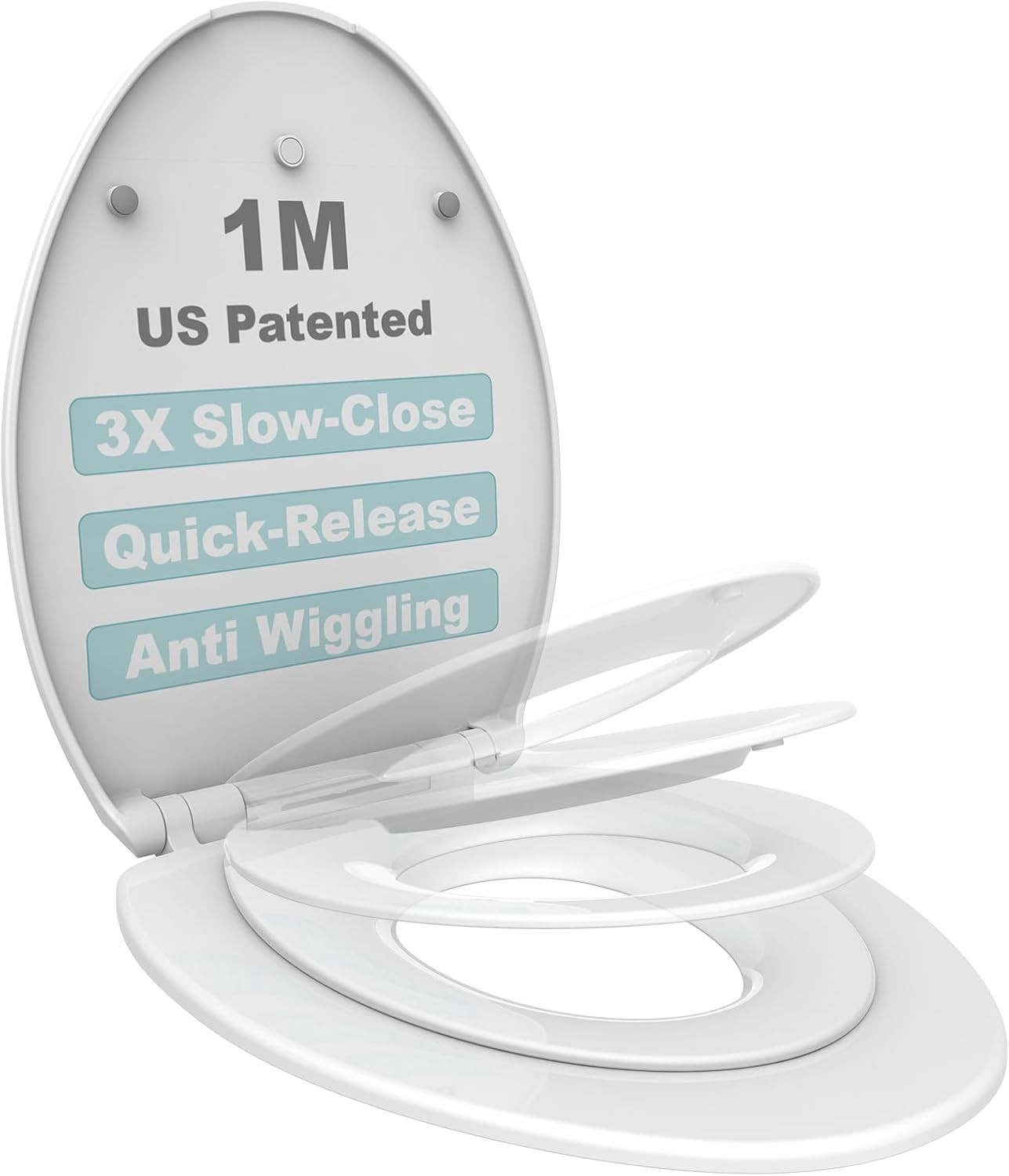 Elongated Toilet Seat with Toddler Seat Built In, Slow Close for Both Child & Adult Seats, Potty ... | Amazon (US)