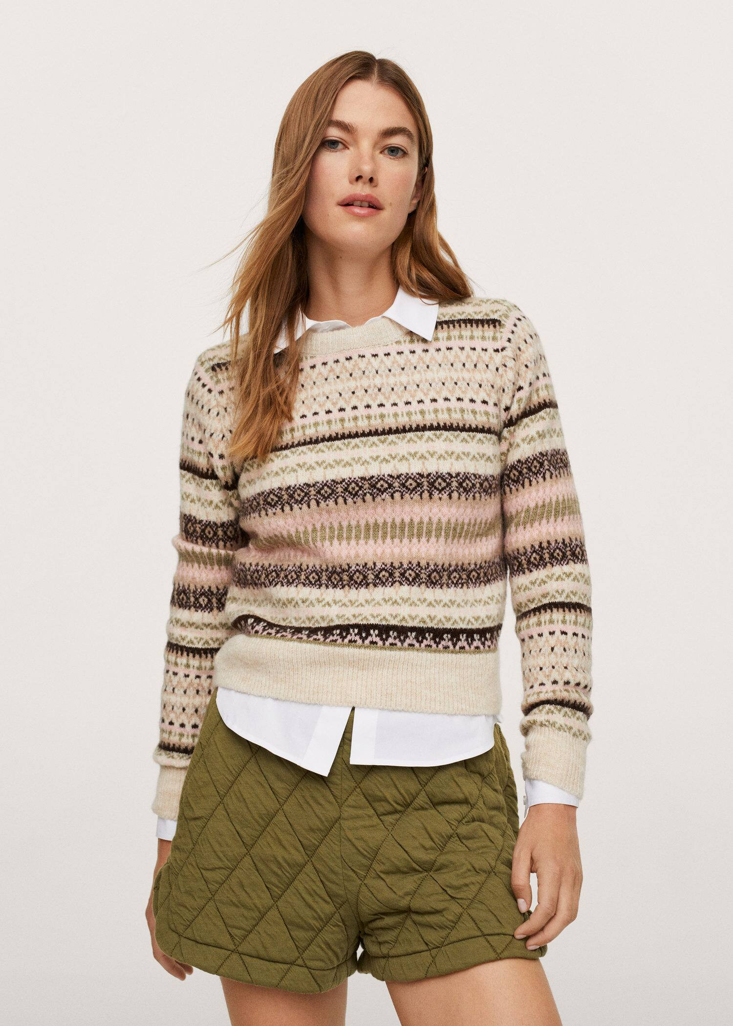 Print knit cotton sweater | MANGO (US)
