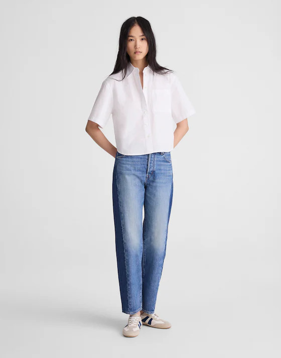 Straight-Hem Short-Sleeve Shirt in Poplin | Madewell