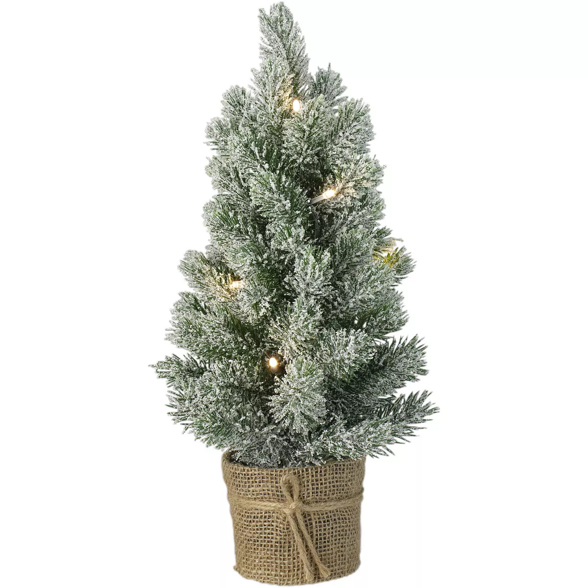 17-Inch Mini Artificial Tabletop LED Flocked Christmas Tree with Burlap Base- Clear Lights | Kohl's